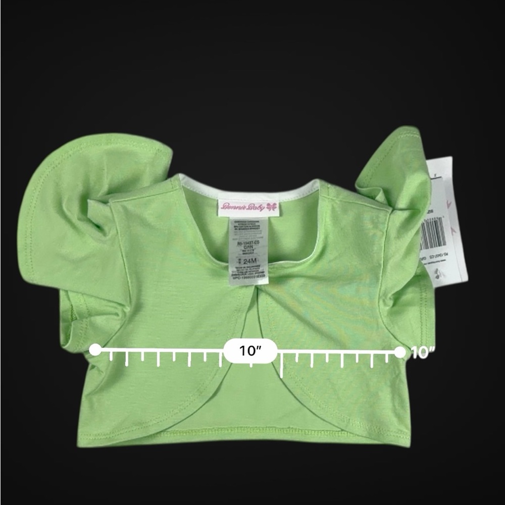 Bonnie Baby 3-Piece Floral Dress Set w/ Green Cardigan & Diaper Cover –Size 24M - Picture 15 of 17